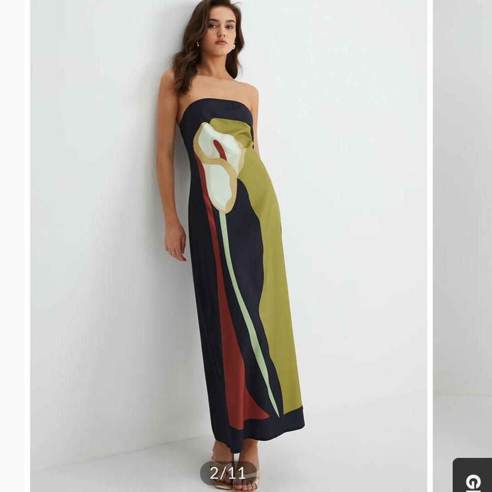 Commense Floral Print Split Tube Long Dress - Picture 5 of 9